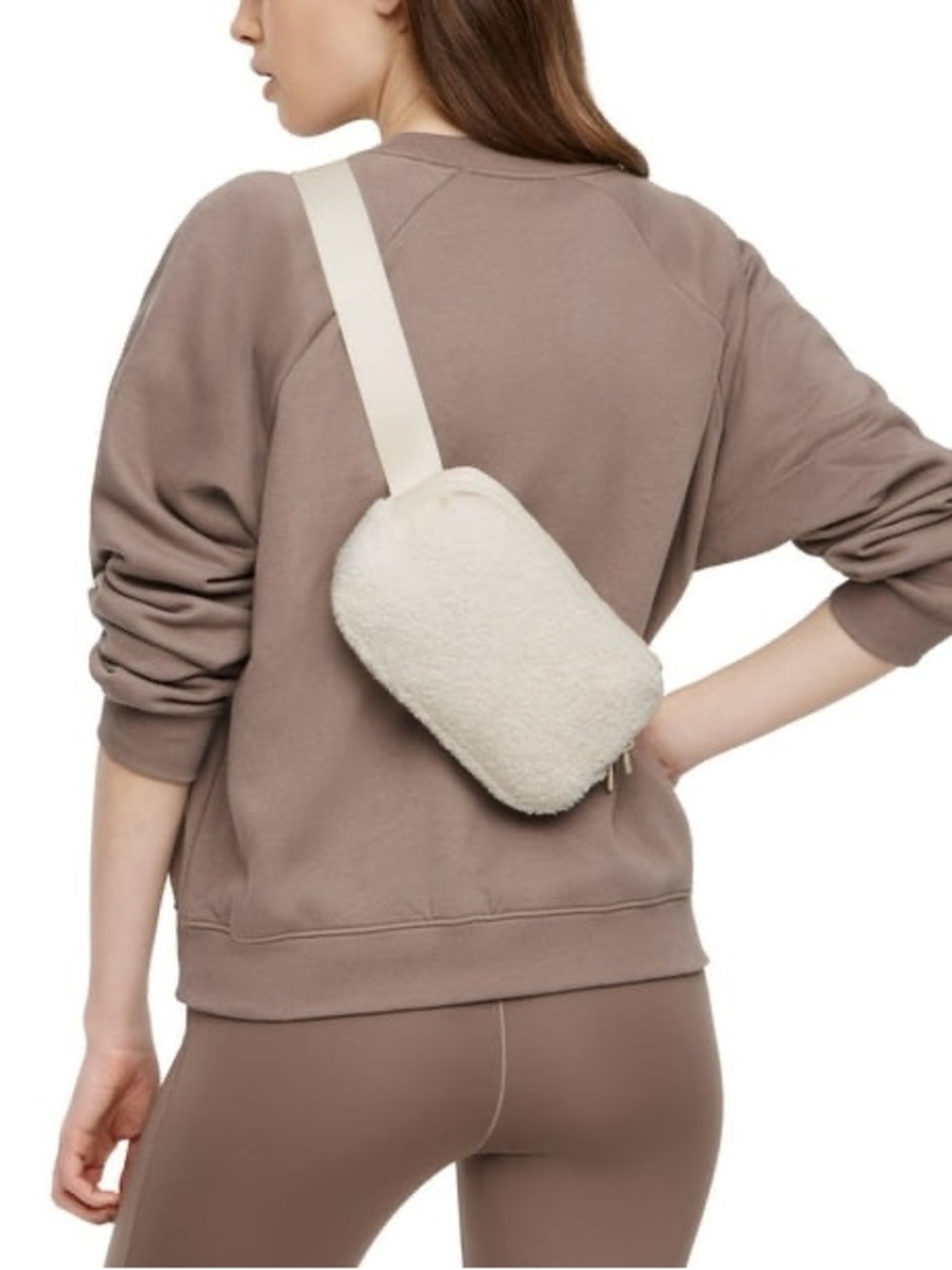 GapFit GAP Plush Sherpa Cream Crossbody Belt Bag - Women's Casual Sling